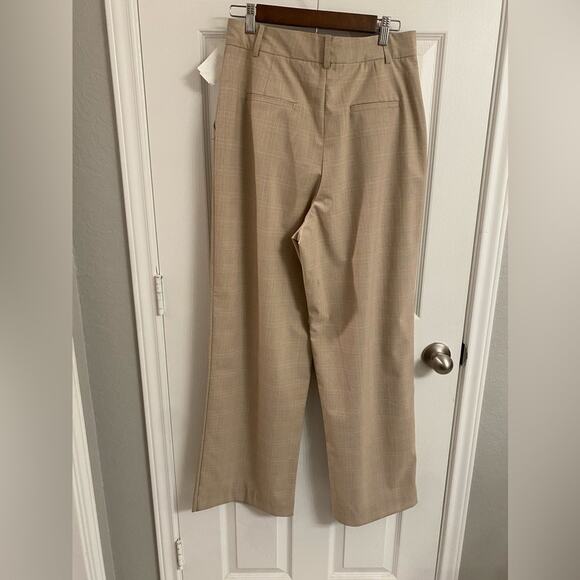 WAYF Pleated Trousers in Taupe Plaid Career Casual Size XL - Picture 5 of 6